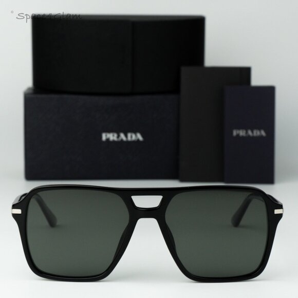 Prada Women Sunglasses Black Green Polarized Pilot PR20YS 1AB03R NEW AUTHENTIC main image 4